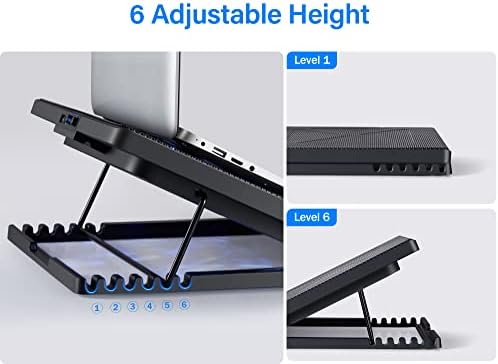 Kootek Laptop Cooling Pad 12"-17" Cooler Pad Chill Mat 5 Quiet Fans LED Lights and 2 USB 2.0 Ports - Image 3