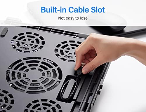 Kootek Laptop Cooling Pad 12"-17" Cooler Pad Chill Mat 5 Quiet Fans LED Lights and 2 USB 2.0 Ports - Image 6