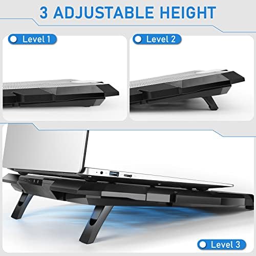 Laptop Cooling Pad, Laptop Cooler with 6 Quiet Led Fans for 15.6-17 Inch Laptop Cooling Fan Stand, - Image 6