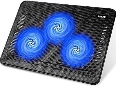 havit HV-F2056 15.6"-17" Laptop Cooler Cooling Pad - Slim Portable USB Powered (3 Fans), Black/Blue