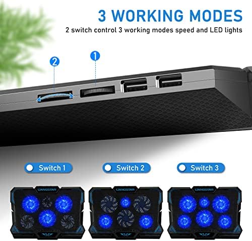 Laptop Cooling Pad, Laptop Cooler with 6 Quiet Led Fans for 15.6-17 Inch Laptop Cooling Fan Stand, - Image 5