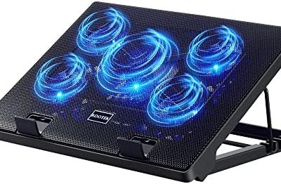 Kootek Laptop Cooling Pad 12"-17" Cooler Pad Chill Mat 5 Quiet Fans LED Lights and 2 USB 2.0 Ports