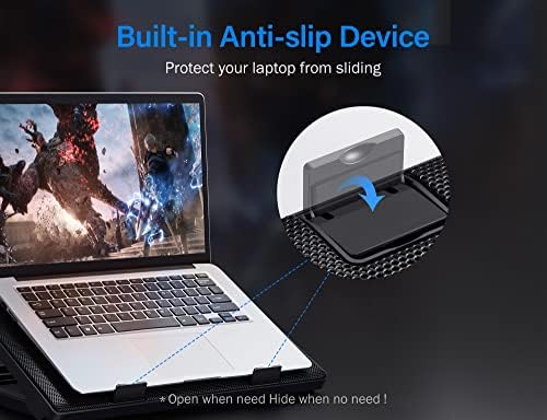 Kootek Laptop Cooling Pad 12"-17" Cooler Pad Chill Mat 5 Quiet Fans LED Lights and 2 USB 2.0 Ports - Image 5